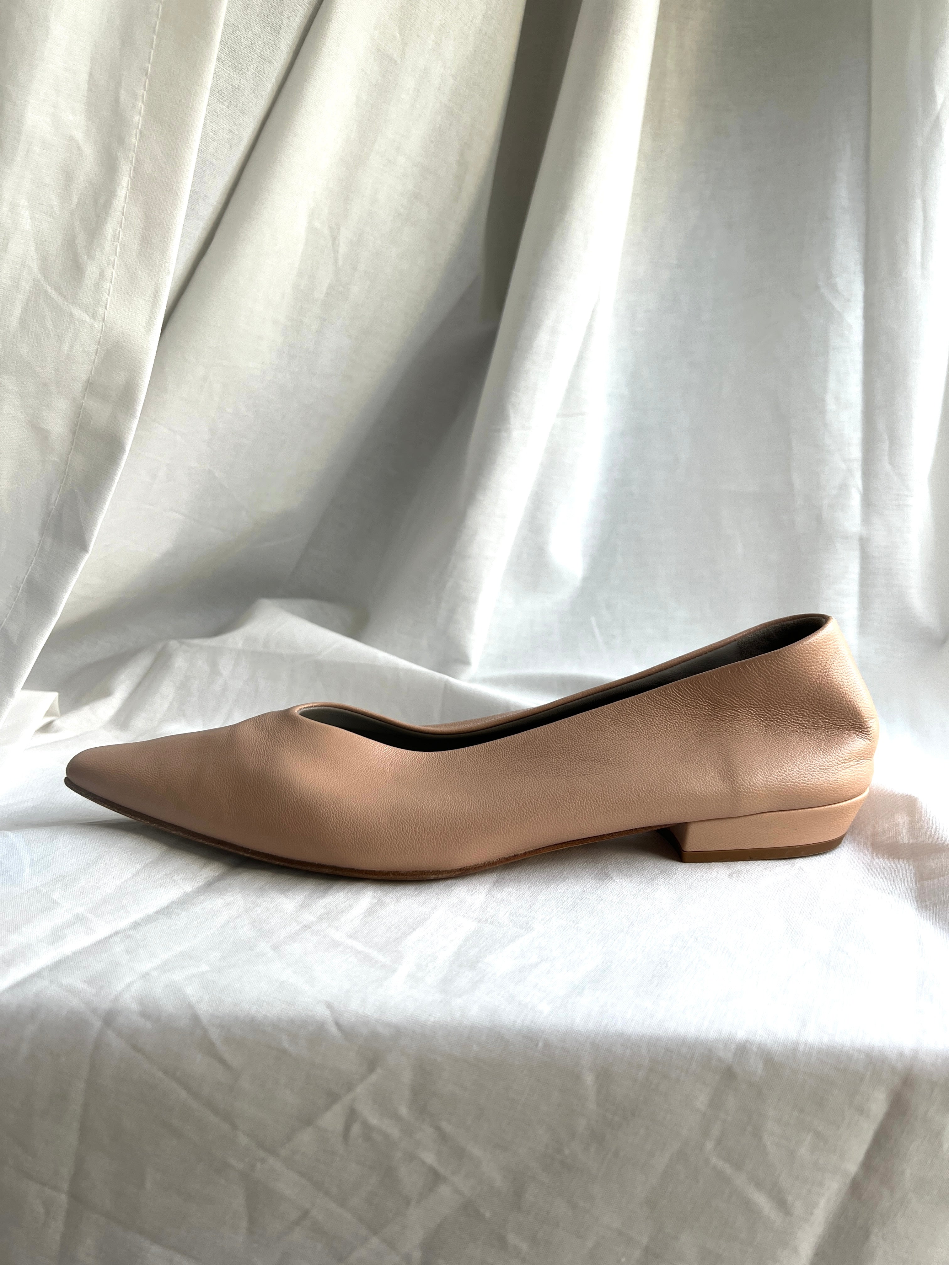 Almond Ballerina Leather Flats Size - Size 38