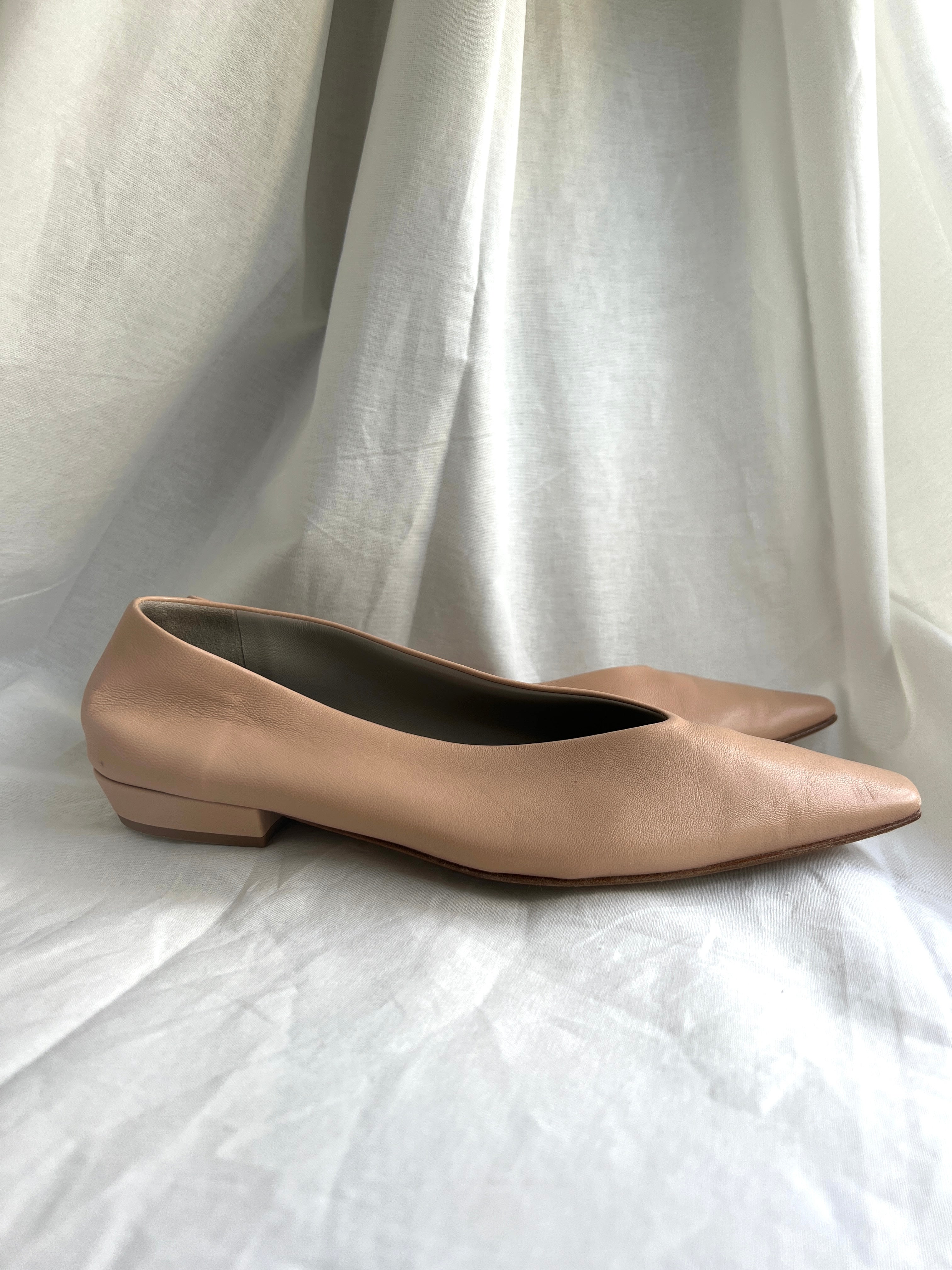 Almond Ballerina Leather Flats Size - Size 38