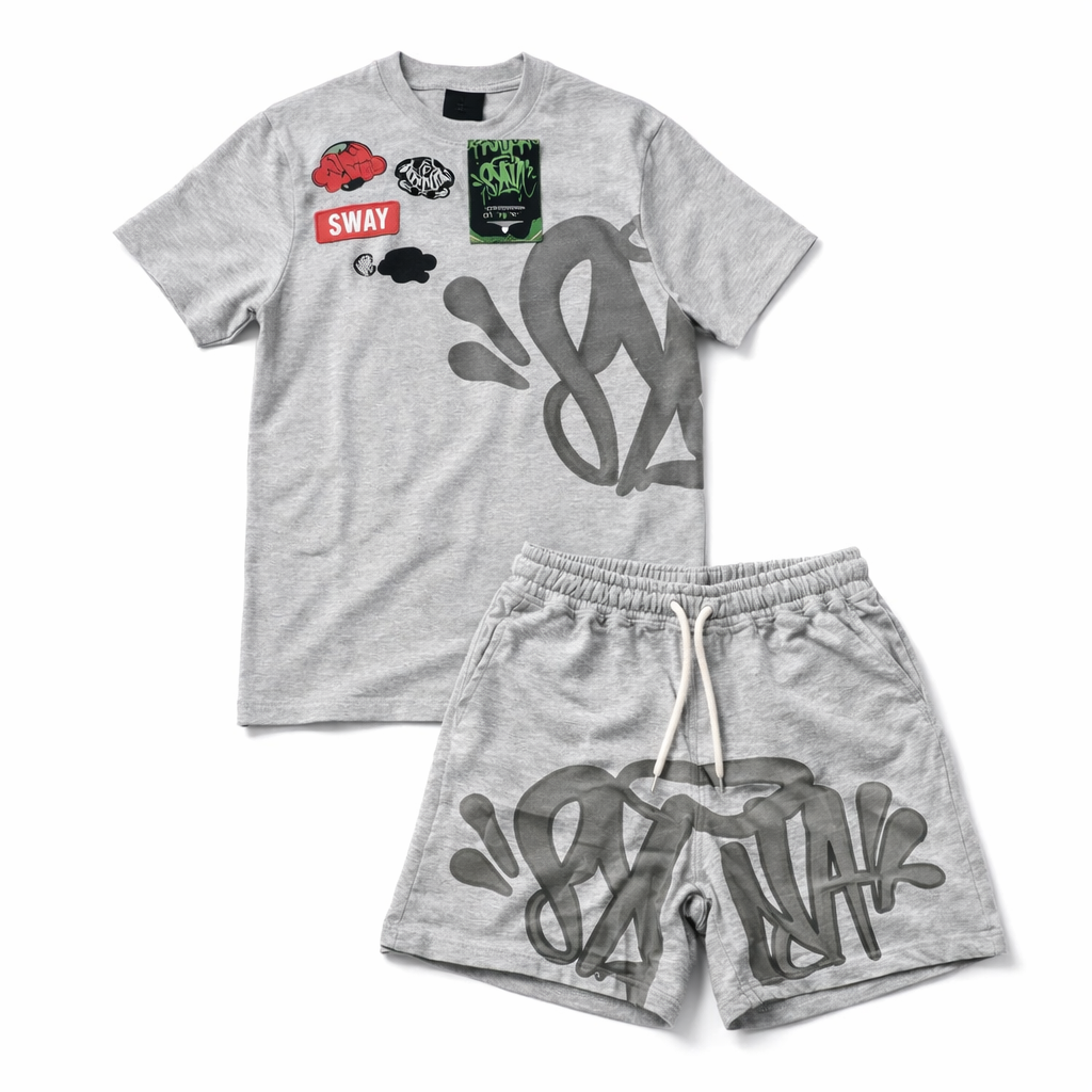 Conjunto Camiseta e Bermuda Syna World cinza cinza