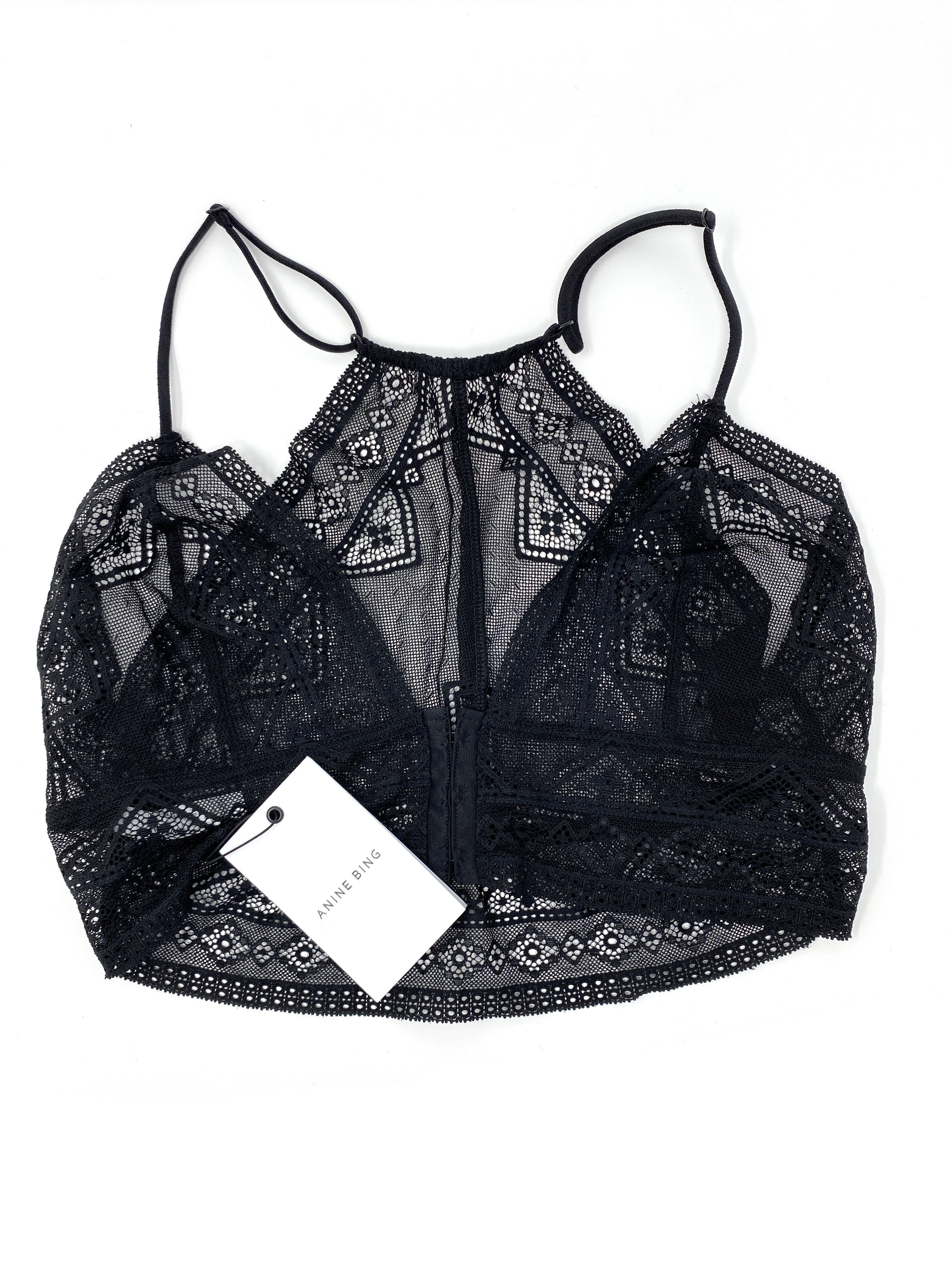 ANINE BING BLACK LACE BRA - SIZE S